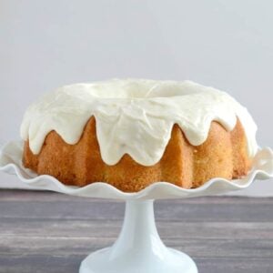 Lemon Bundt Cake with lemon cream cheese frosting. A perfect cake for lemon lovers.
