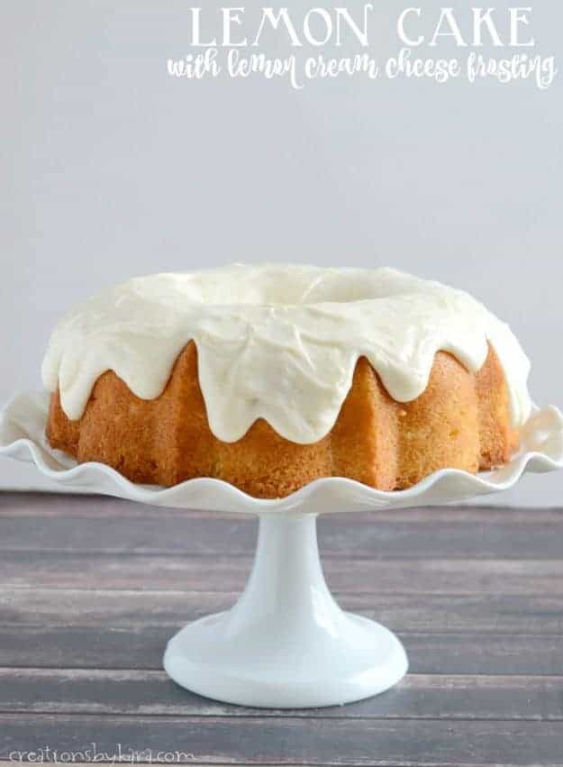 Lemon Bundt Cake with lemon cream cheese frosting.