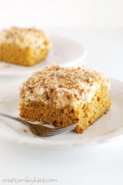 This Pumpkin Cream Cheese Coffee Cake is perfect for fall brunch, breakfast, or even dessert!