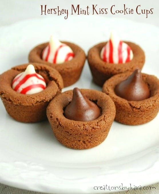 These chocolate mint kiss cookie cups are perfect for Christmas!