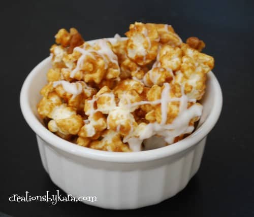 cinnamon roll caramel popcorn-superbowl recipe