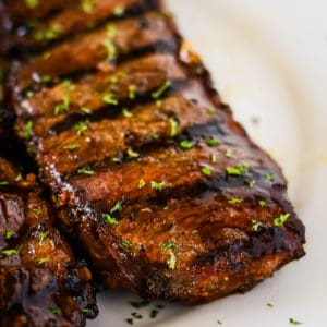 marinated grilled steak on a plate
