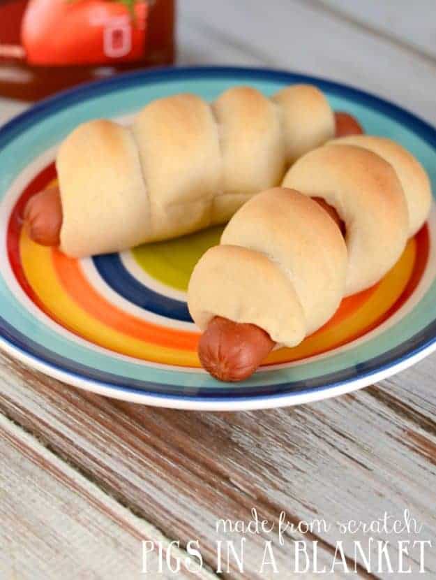 Pigs in a blanket on a plate