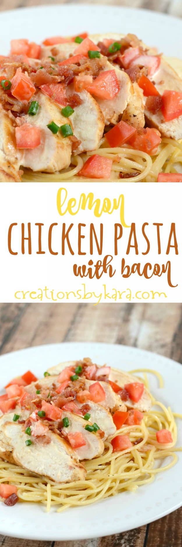 lemon bacon chicken pasta tall pinterest collage