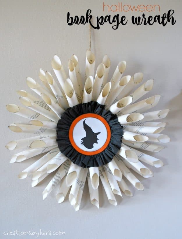 How to make a fun Halloween Book Page Wreath