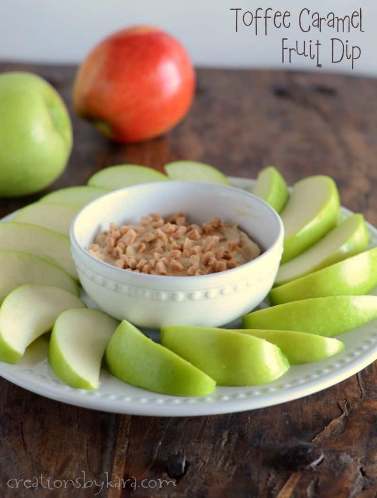 This Toffee Caramel Fruit Dip is my favorite dip for apples- ever!!