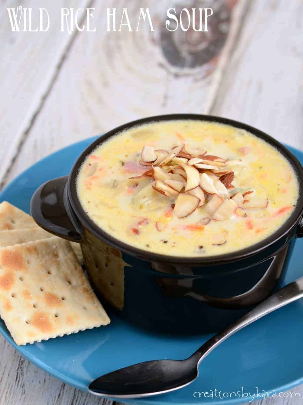 This Wild Rice Ham Soup comes together in minutes, and it is such a delicious soup recipe! The whole family loves it!