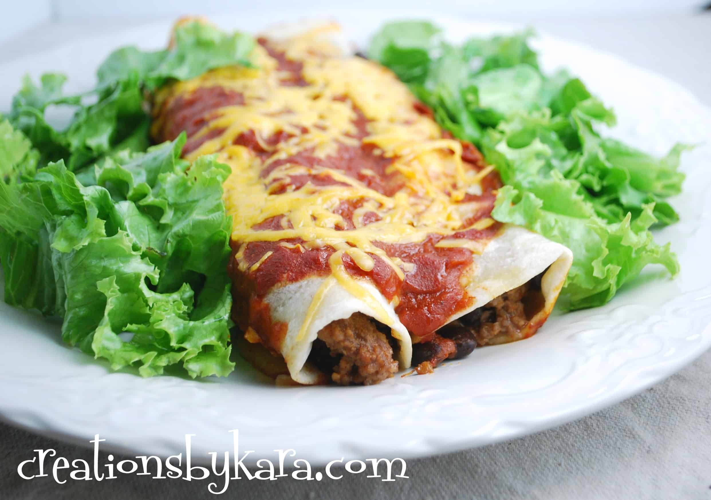 Black Bean Beef Enchiladas- a perfect weeknight meal!