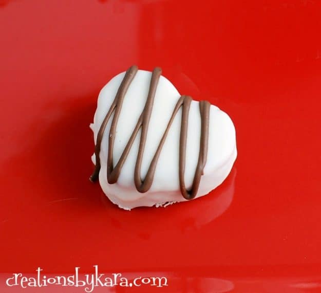 Heart Shaped Brownie Bite dipped in white chocolate