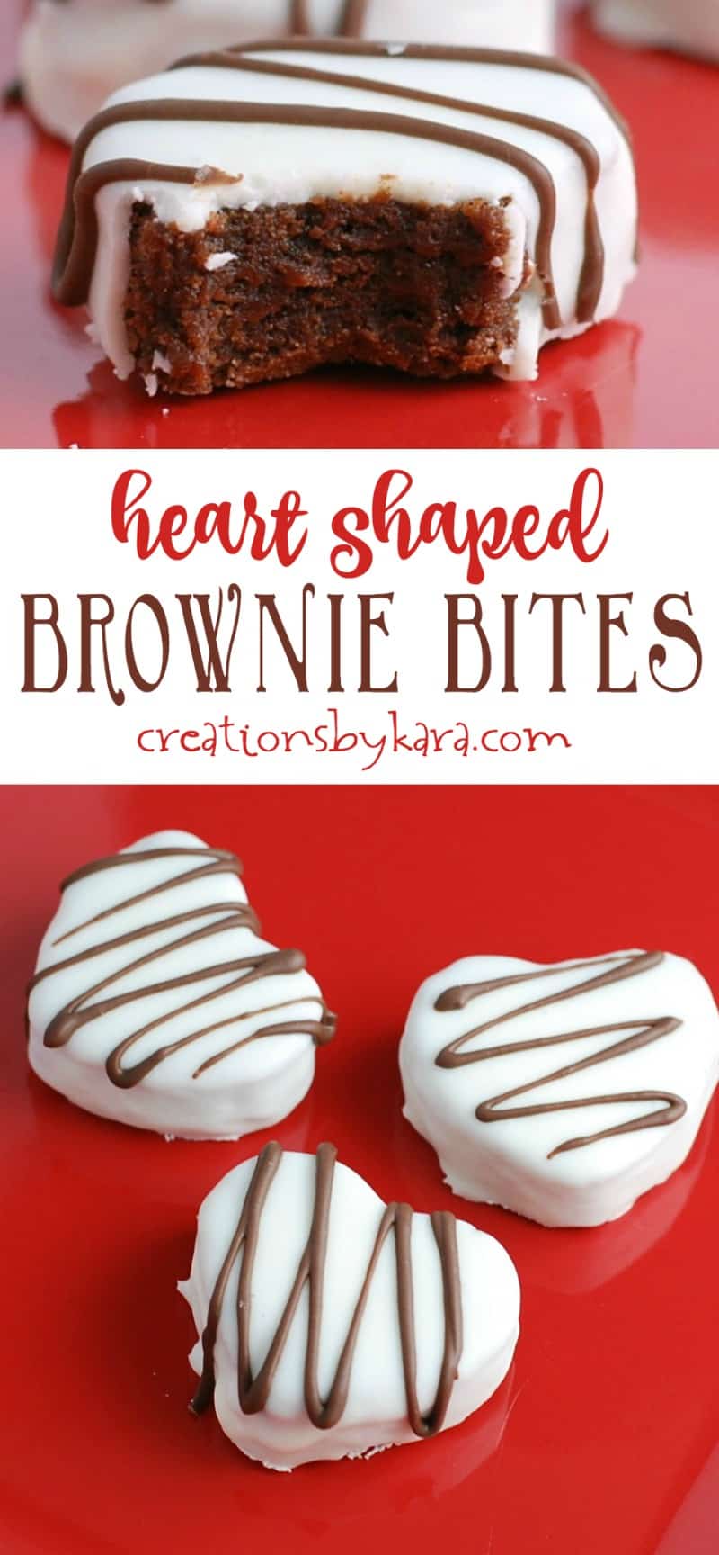Heart Shaped Brownie Bites - a fun chocolate treat that is perfect for Valentine's Day. #heartfood #valentinerecipe