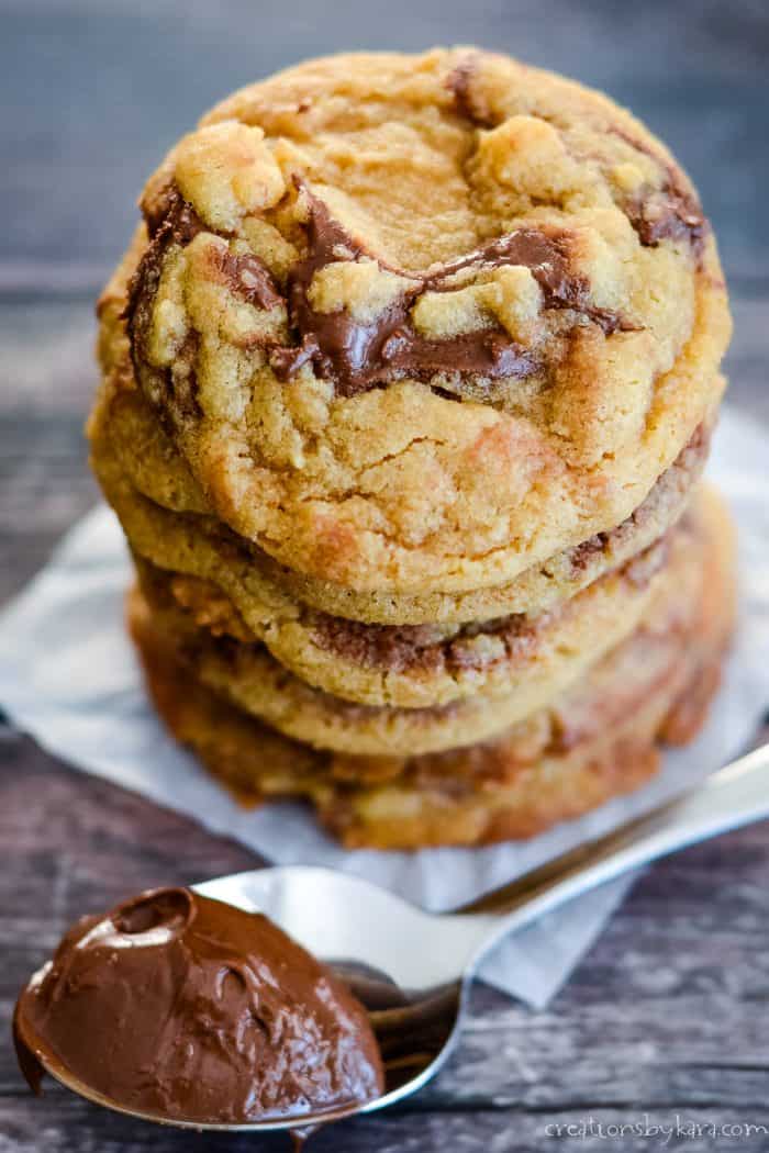 nutella swirl peanut butter cookies