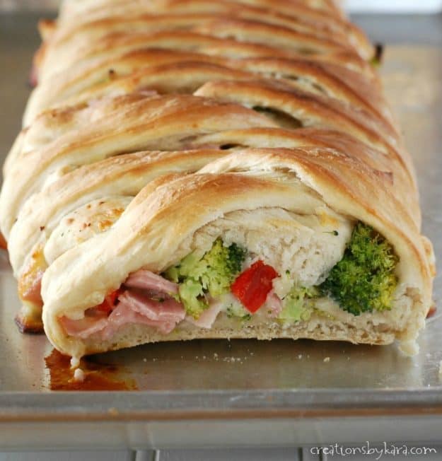 Ham Broccoli Braid is loaded with ham, cheese, and veggies. A tasty recipe using leftover ham. 