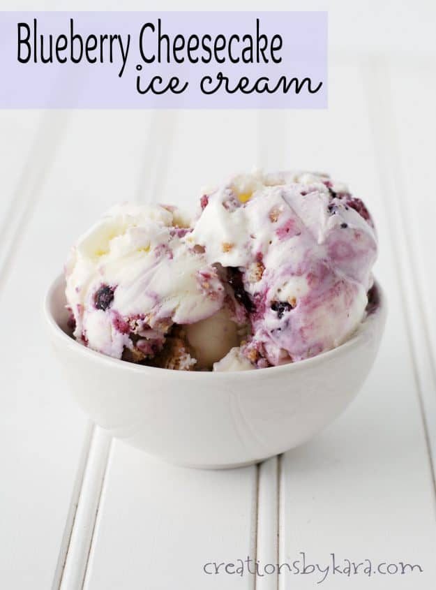 homemade blueberry cheesecake ice cream title photo