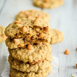 stack of homemade butterscotch oatmeal cookies