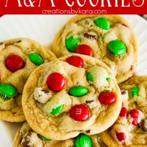 chocolate chip M&M Christmas cookies