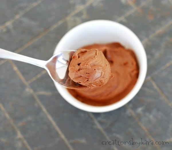spoonful of chocolate frosting over a bowl of frosting