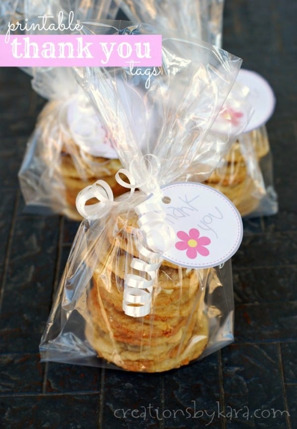 bag of cookies with a thank you tag attached