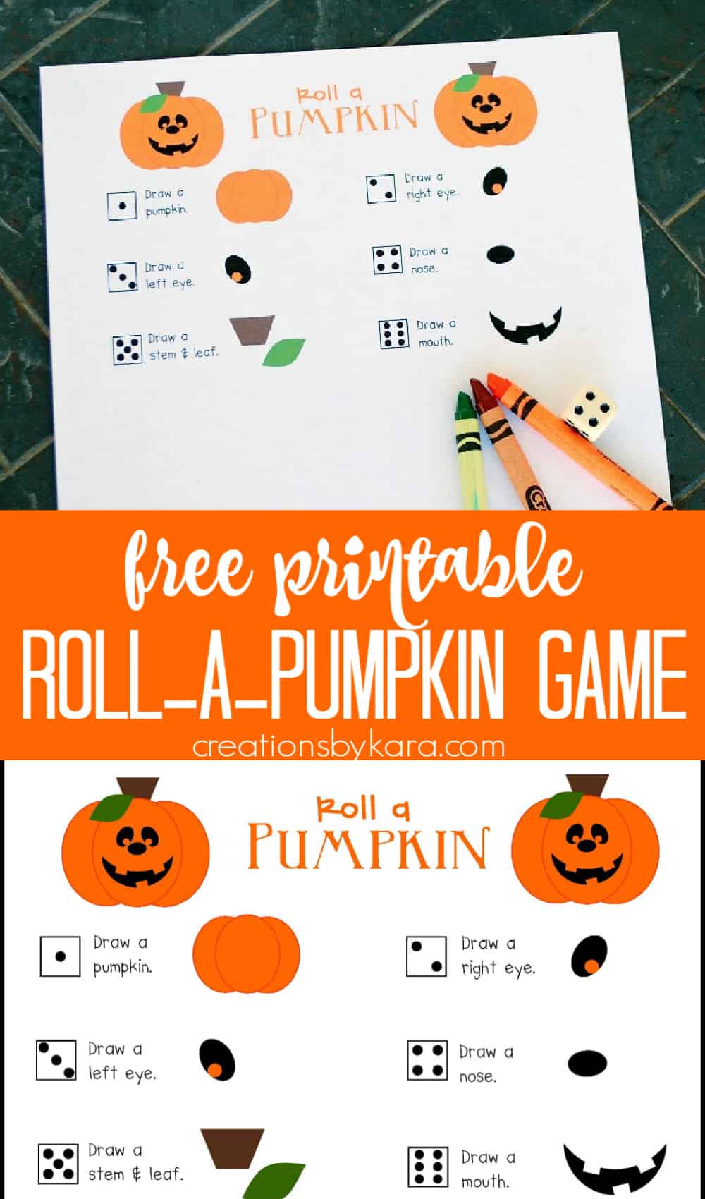 Roll a pumpkin Halloween game - Creations by Kara