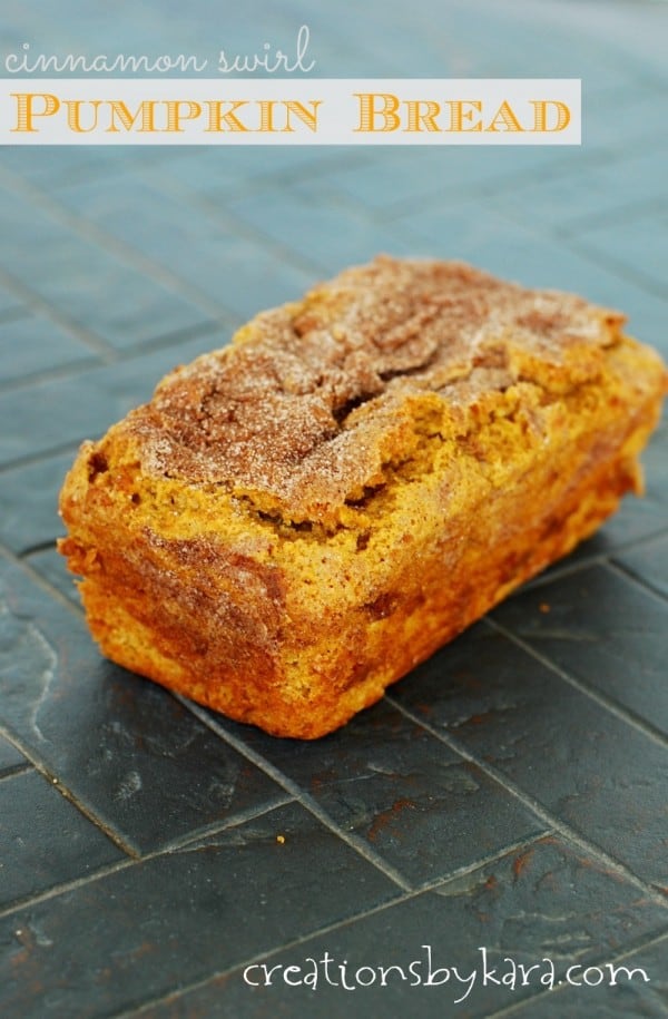 loaf of cinnamon swirl pumpkin bread