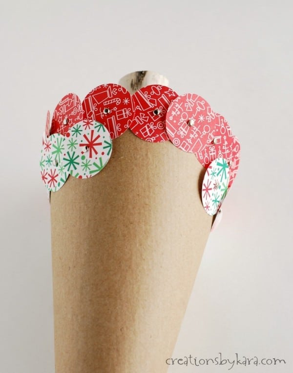 Easy Christmas Decor- circle punched paper Christmas trees