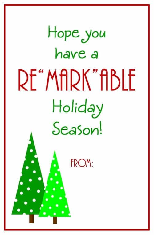 Teacher Christmas gift markers with free printable card