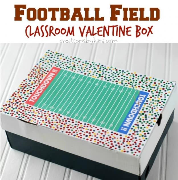 Football Field Classroom Valentine Box- includes free printable!