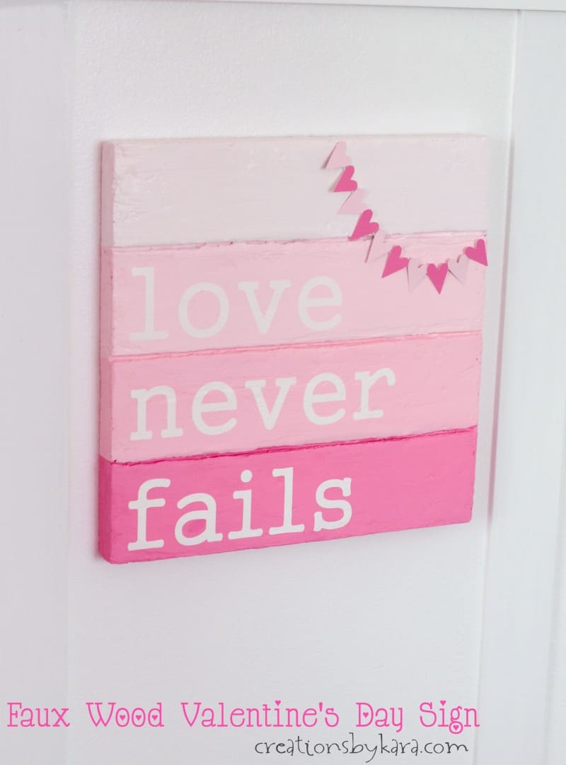 Faux wood Valentine's Day DIY sign