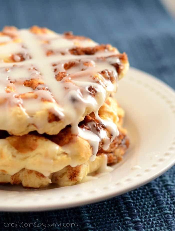 These rich and delicious Cinnamon Roll Waffles are made from scratch, but ready in 30 minutes!