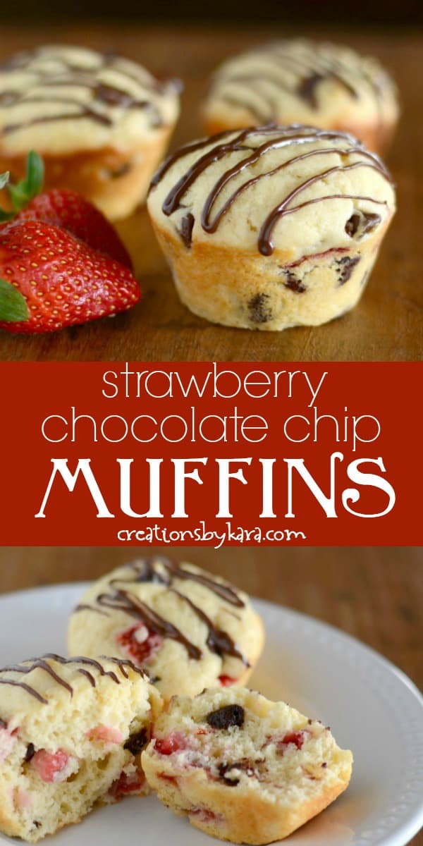 strawberry chocolate chip muffin recipe collage