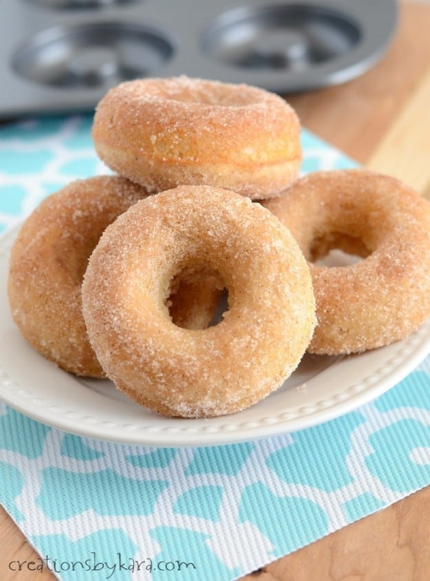 Baked donuts rolled in cinnamon sugar