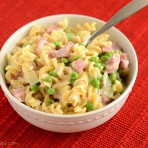 Creamy Ham Pasta with Peas- quick, easy, and delicious!
