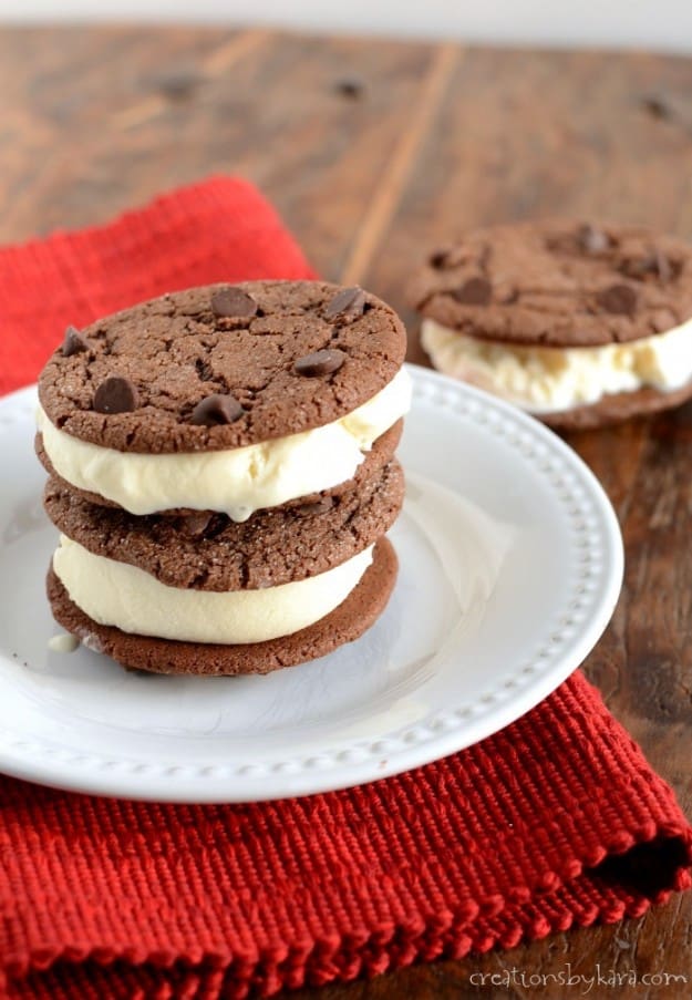 Chocolate cookie ice cream sandwiches