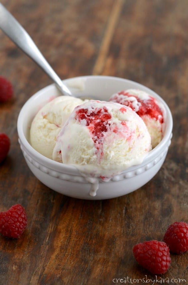 White Chocolate Ice Cream with Fresh Raspberry Swirl- one of the tastiest ice creams you will ever make!