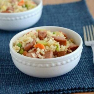 Smoked Sausage Fried Rice- a delicious skillet meal the whole family will love!