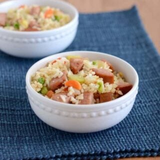 Fried Rice with Smoked Sausage- a nice change from traditional fried rice!