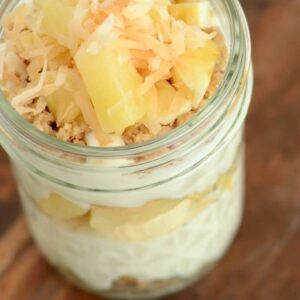 Banana pina colada trifle- a tropical summer dessert!