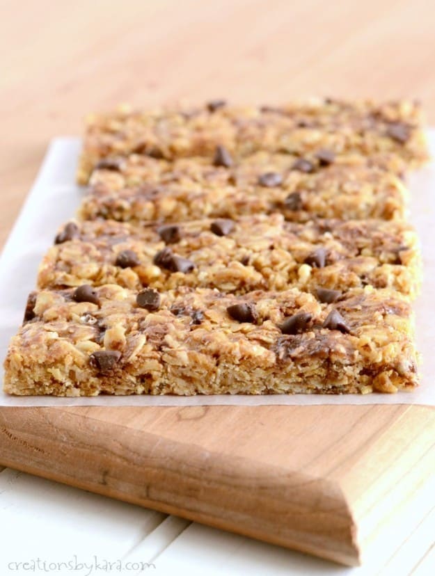 Recipe for Peanut Butter Chocolate Chip Granola Bars- the best!