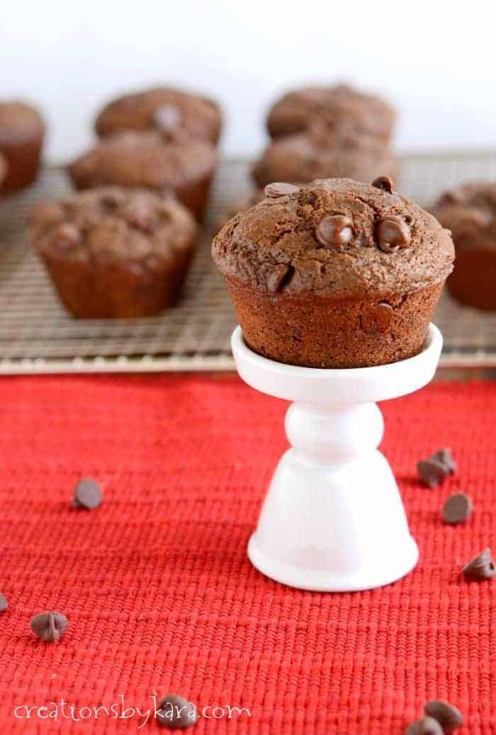 Recipe for double chocolate muffins- a real crowd pleaser!