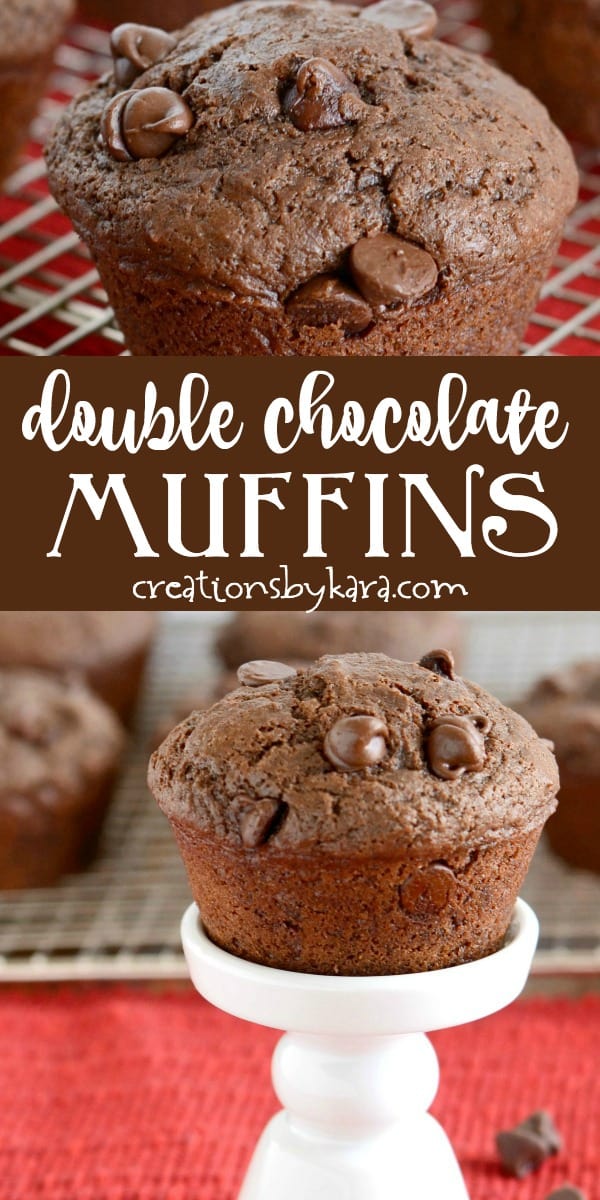 chocolate chocolate chip muffins recipe collage