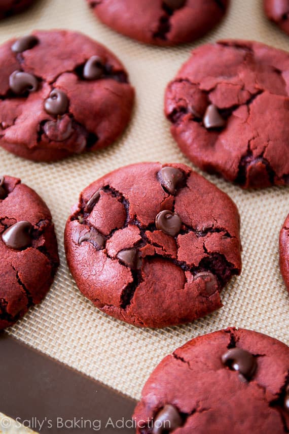 red velvet chocolate chip cookies