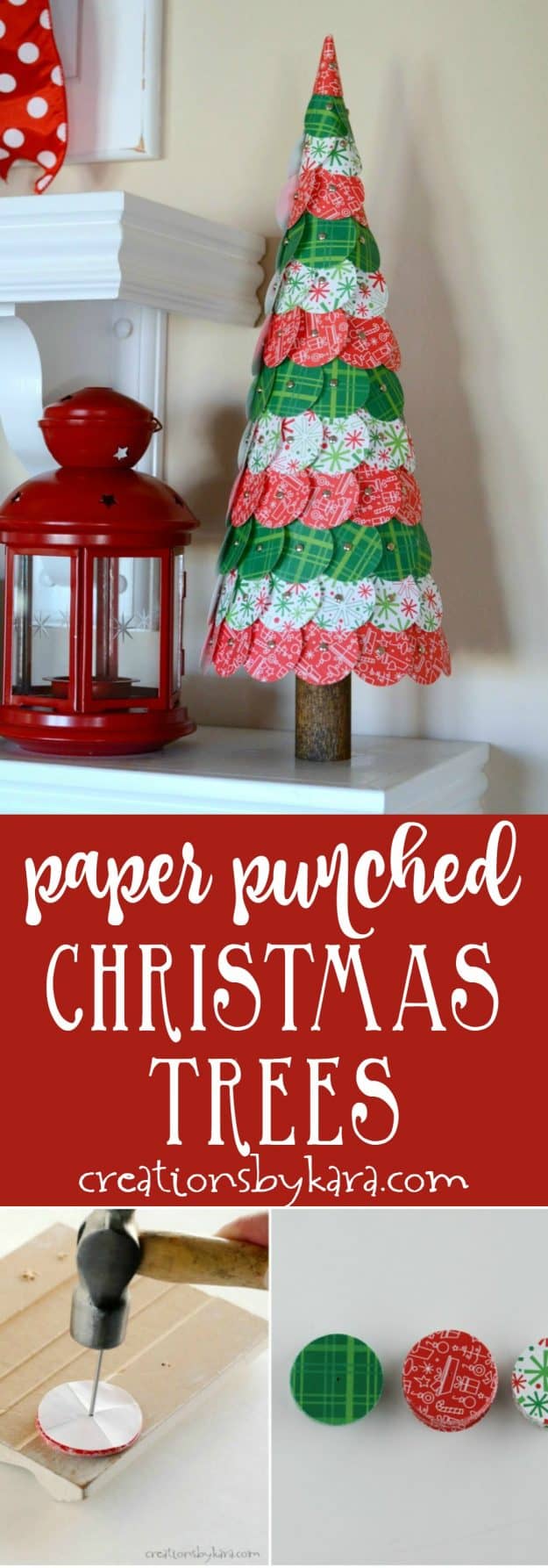 paper punched christmas trees collage