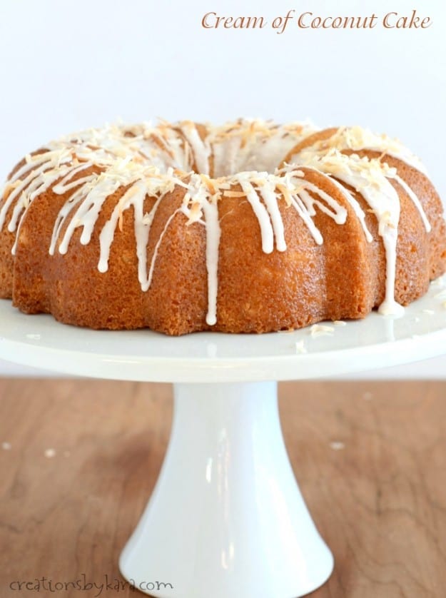 Coconut Cake with coconut glaze and toasted coconut