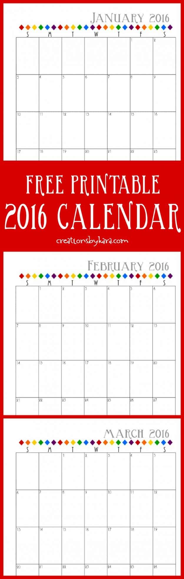 2016 Free printable calendar- perfect for getting organized!