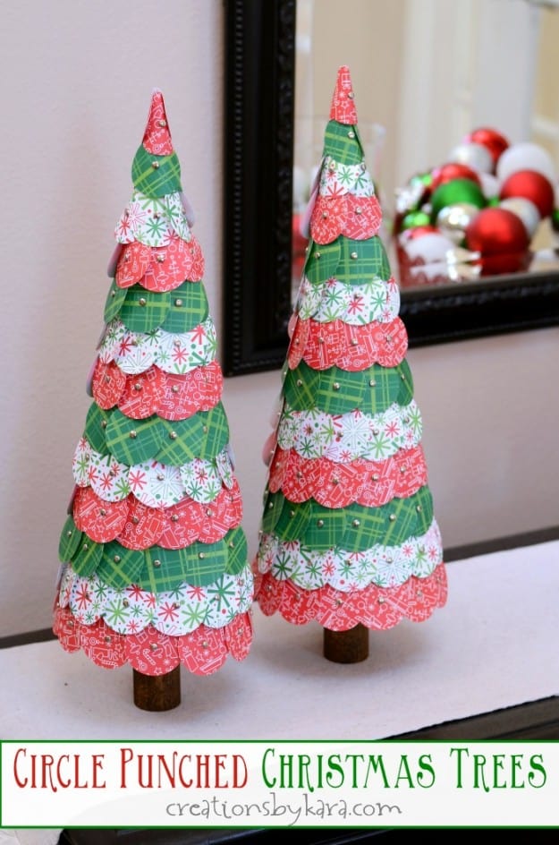 red and green paper christmas trees