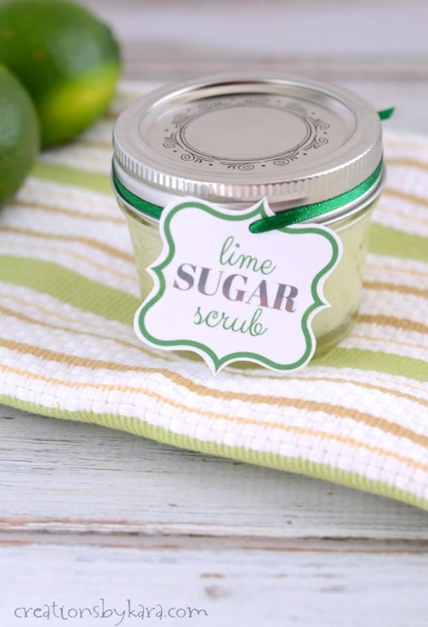How to make Lime Sugar Scrub in just 5 minutes. Makes a great last minute gift!
