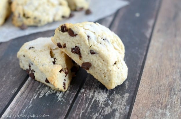 scones with chocolate chips and a sprinkling of sugar