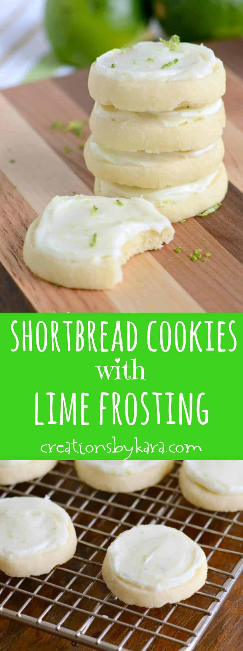 Shortbread Cookies with Lime Cream Cheese Frosting - these butter cookies just melt in your mouth!