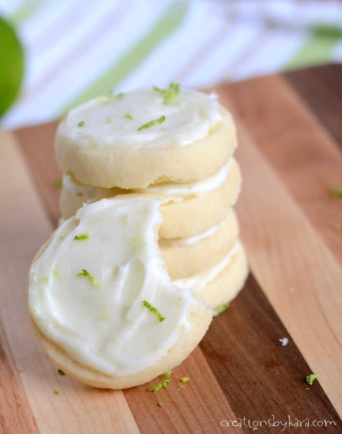 Shortbread Cookies with Lime Cream Cheese Frosting. A perfect spring cookie recipe!