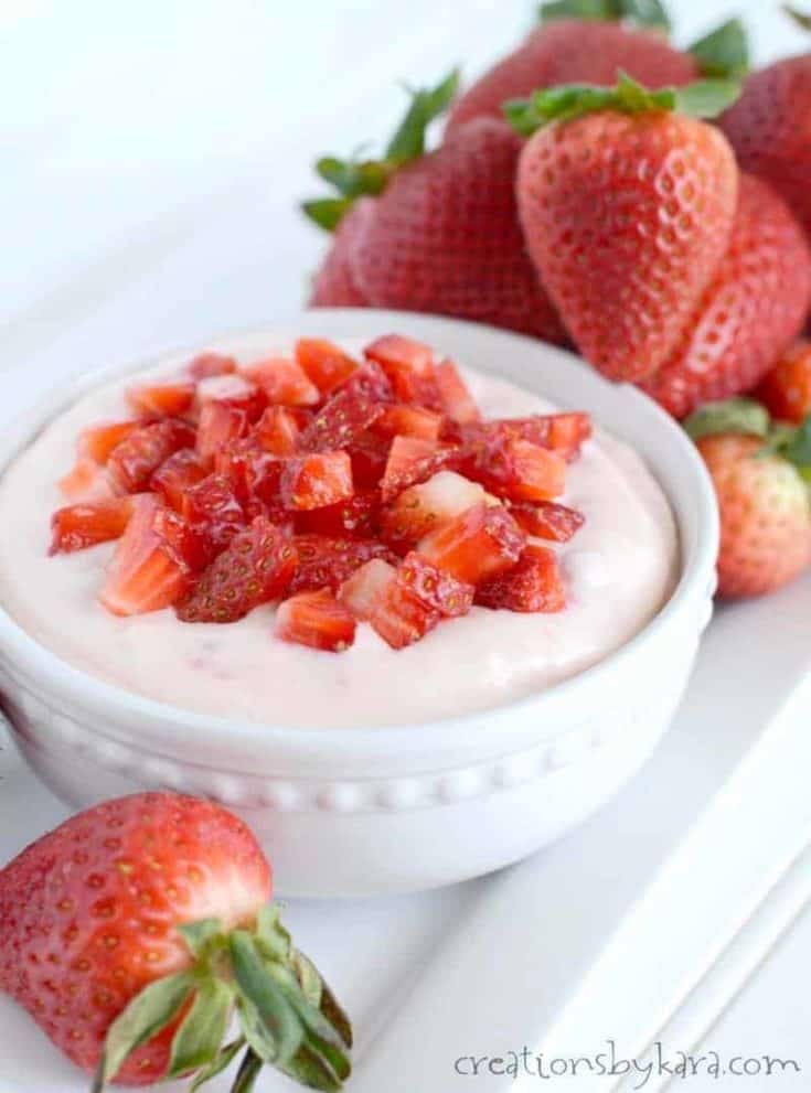 This 3-ingredient Strawberry Cheesecake Dip is scrumptious with any fresh fruit!