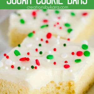 sugar cookie bars with red and green sprinkles